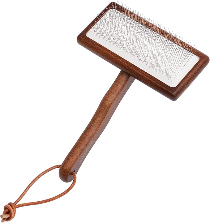 WaySoft Sheepskin Rug Brush with Premium Natural Beech Wood Handle, Restores Softness & Fluff, Gently Removes Dirt, Ideal for Sheepskin Rug Care, Includes Hanging Leather Strap for Easy Storage
