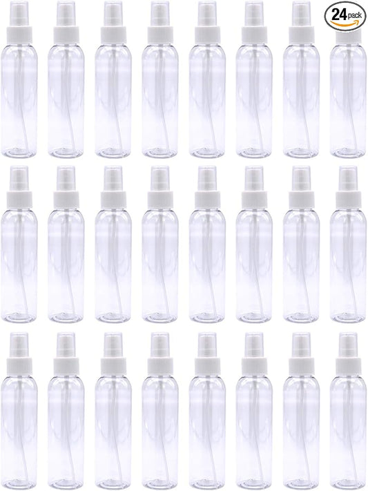 TRENDBOX 4oz Travel Size Spray Bottles, 24 Pack Fine Mist Small Empty Plastic Spray Bottle, Leak Proof BPA-Free Travel Essentials Cosmetic Containers