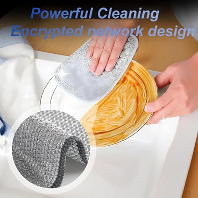 Double-Side Scratch-Free Wire Dishcloth, Multipurpose Wire Dishwashing Rags for Wet and Dry Non Scratch Dishcloth Rag, Reusable Metal Scrubbing Pads Sponge Cloths for Kitchen Cleaning (5pcs)