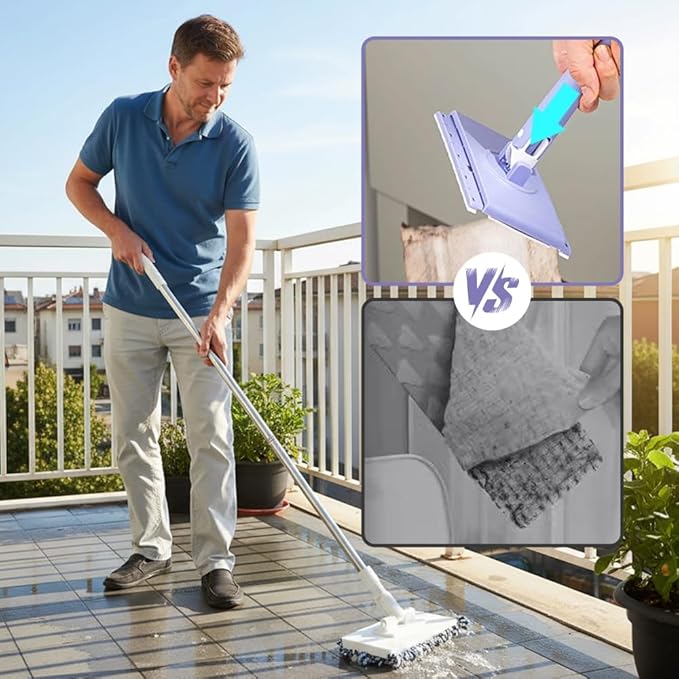 2026 Snap Grip Mini Mop Upgraded with 10 Pads| Zero Touch Hands-Free Cleaning Mop|27.5” & 36.5” Adjustable Handle Flat Dust Mop for Bathroom,Corners,Windows|No Wash, Wet & Dry Use (27.5”White)