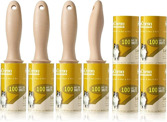 HapChron Lint Rollers Extra Sticky for Pet Hair [800 Sheets/4 Handles], Lint Remover Go Beyond Animal Fur, Dust and Other Dirt, Dog & Cat Hair Remover Rollers for Clothes, Furniture, Carpet, Car