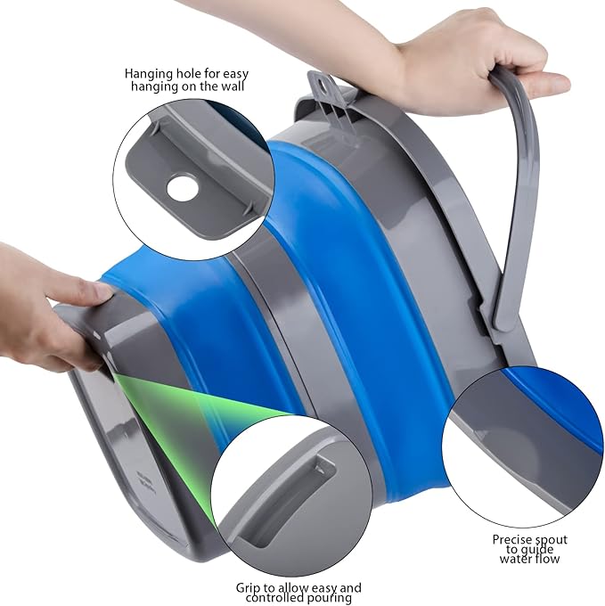 Collapsible Bucket with 2.6 Gallon (10L), Mop Bucket for Cleaning, Plastic Bucket for Garden, Car Washing or Camping, Portable Fishing Water Pail