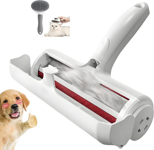 CLPCLP Roller Pet Hair Removal Tool，Reusable Lint Roller - Cat and Dog Hair Remover for Furniture，Dog Brush for Shedding，Portable Multi-Surface Fur Removal Tool (Sofas,Carpets,Clothing,Bed Sheet)