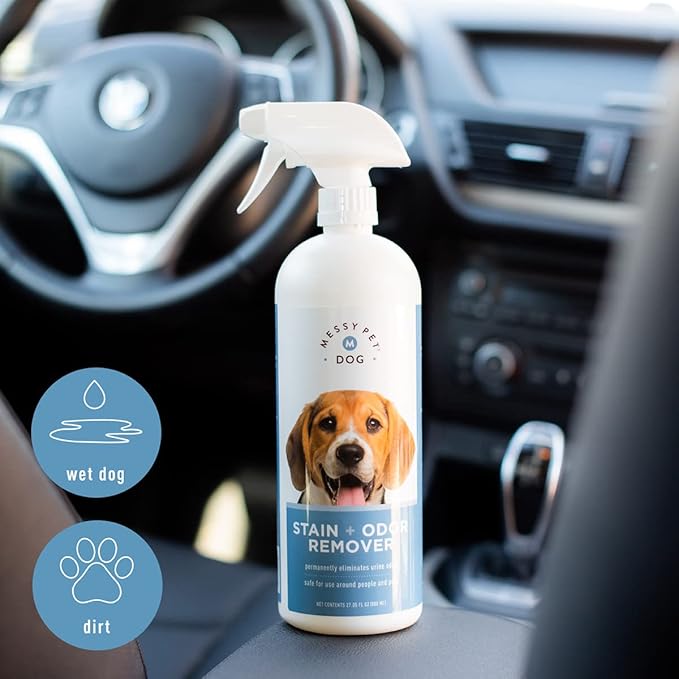 Messy Pet Dog Stain and Odor Remover – Carpet Stain Remover and Pet Odor Eliminator, Safe for Dogs & Puppies - 27.05 fl oz