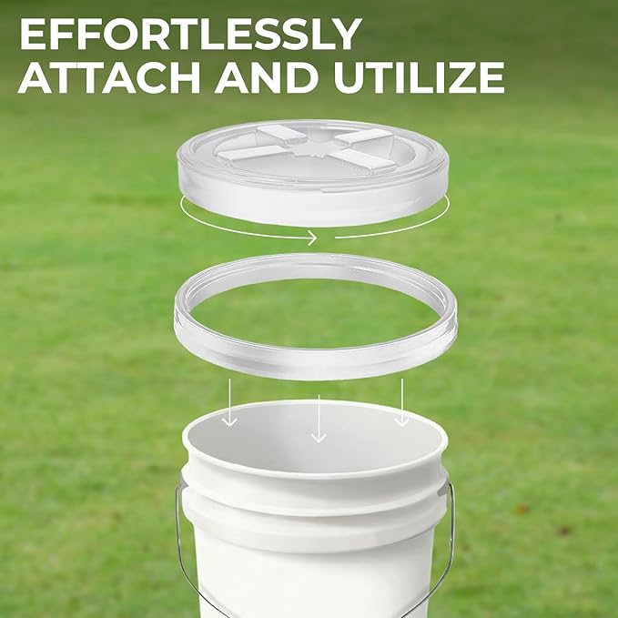 5-Gallon Dark Blue Bucket Pail with Gamma Seal Screw on Airtight Lid, Metal Handles with Plastic Grip for Easy Carrying, Stack and Store, Heavy-Duty 90MIL Extra Durable, Food Grade, BPA Free - 3 Pack
