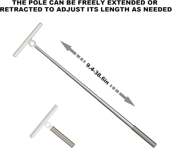 EHOMGUI Extendable Shower Squeegee for Glass Doors, Shower Squeegee with 10-Inch Silicone Blade, Telescoping Handle for Windows and Shower Glass, Silver