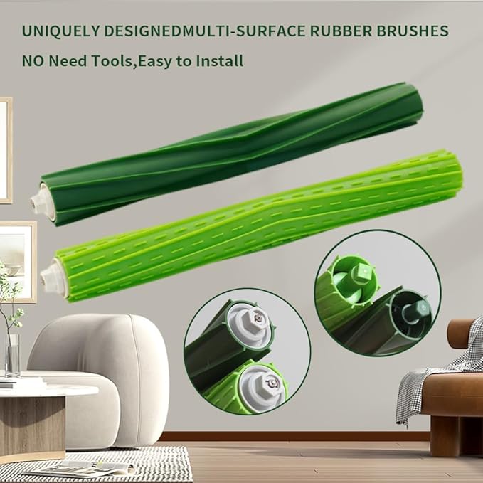 2 Set s9 replacement rollers Compatible with Roo-mba s9 (9150) s9+ s9 Plus (9550) s Series Vacuum Cleaner Multi-Surface Rubber Brushes,Roo-mba s Series roller brushes