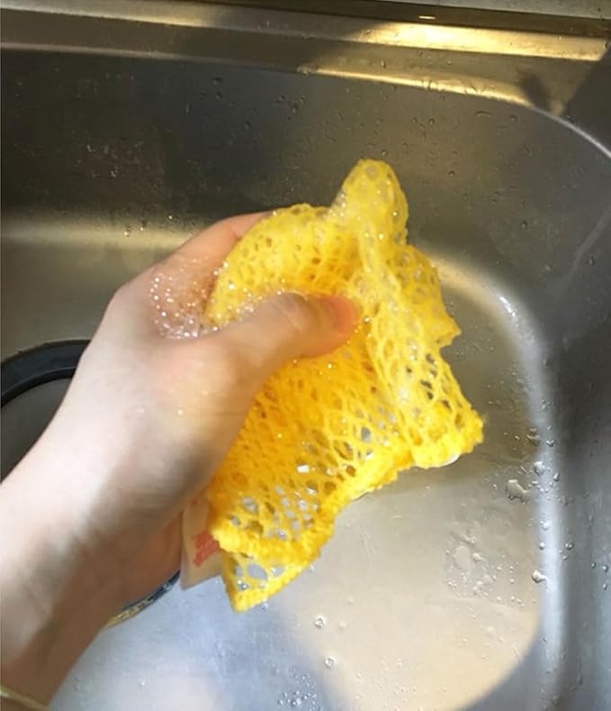 Dish Washing Net Scrubber 5pcs/ Innovative Mesh Cloth, Quick Dry - No More Sponges with Smell / 11.5 by 11.5 inches/Advanced Raw Material-Polypropylene 100% (Pink 5)