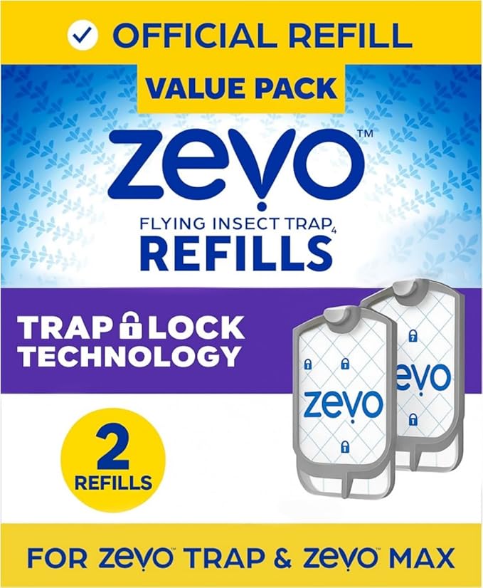 Zevo Flying Insect Trap Refill Cartridges – Indoor Plug-in Fly Trap Refills for Flies, Gnats, Fruit Flies & Moths (2 Refill Cartridges)