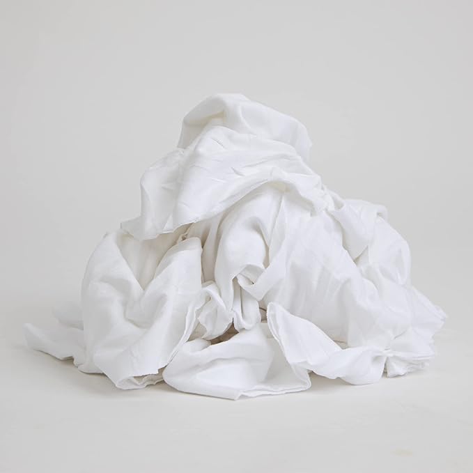 Arkwright W43 Cotton Tshirt Rags - 10 lb Bag - Soft Lint Free Cloths for Cleaning, Streak & Scratch-Free, Professional Grade Wiping Towels for Polishing, Painting, and Staining, White