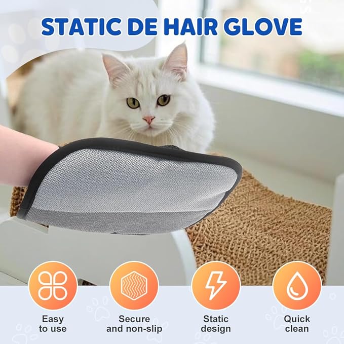 Fauppt Pet Hair Removal Glove for Dogs Cats,Upgrade Electrostatic Pet Hair Remover Removal Gloves for Couch Clothes Carpet