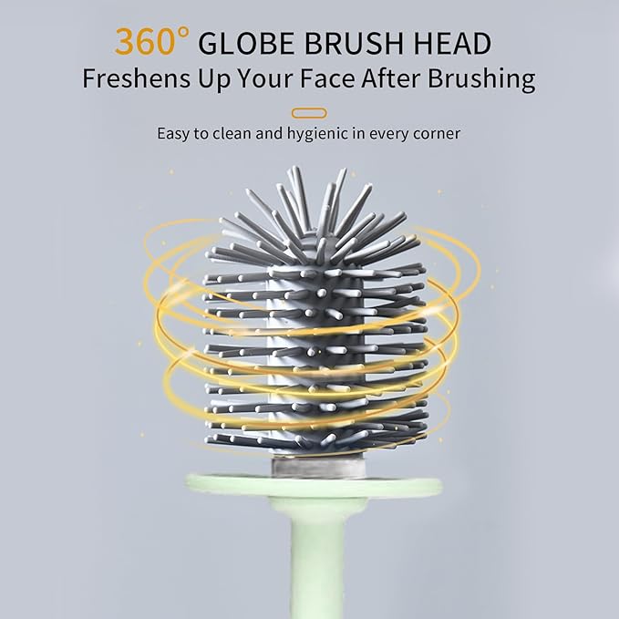 MOUMOUTEN Plastic Toilet Brush Set, Strawberry Green, Bathroom Accessories, Includes 2 Toilet Brushes & Holder