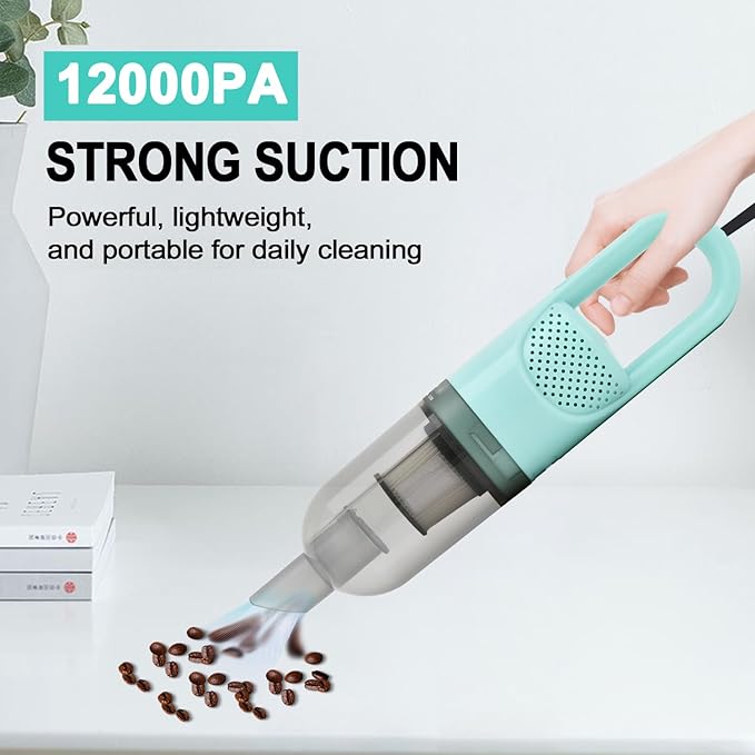 SIPPON 6-in-1 Lightweight Stick Vacuum Cleaner with 100W Powerful Motor, Mini Portable Household Handheld Vacuum Cleaner for Domestic Hard Floors, Carpets and Pet Hair(Light Green Corded)