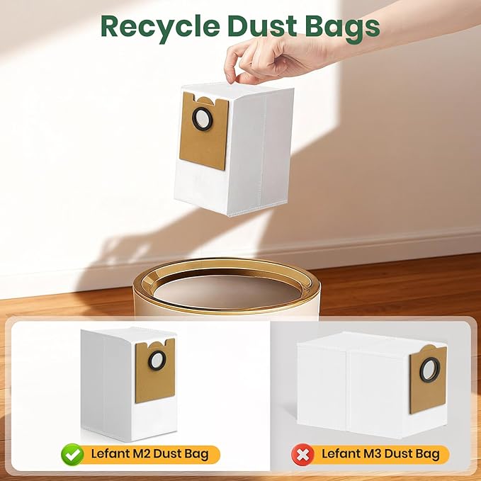 Bluevisk 16 Pack M2 Plus Dust Bags Compatible with Lefant M2 Pro M2S Pro M2 Plus Robot Vacuum Bags 2.6L Large Capacity Heavy Duty Bags for Home Vacuum