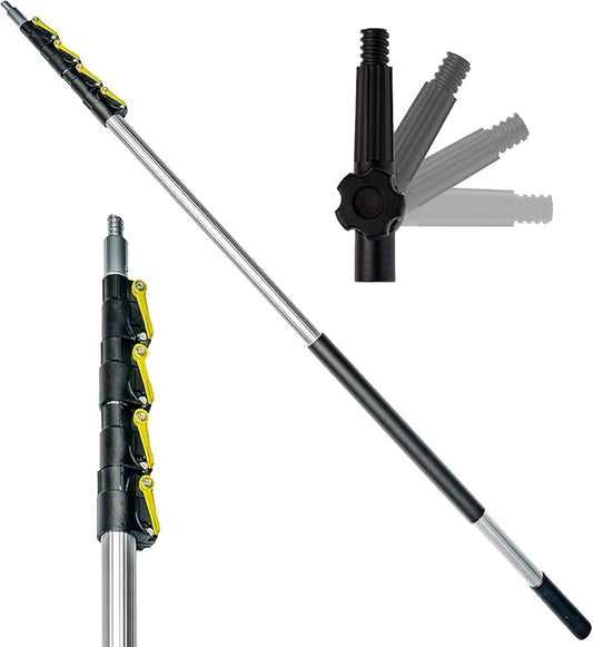 DOCA Telescoping Pole 7-30 Ft - Extension Pole for Cleaning, Feather Duster, Window Washing Kit, Paint Roller, Window Squeegee - High Reach Extendable Kit for Indoor & Outdoor - Pole Only