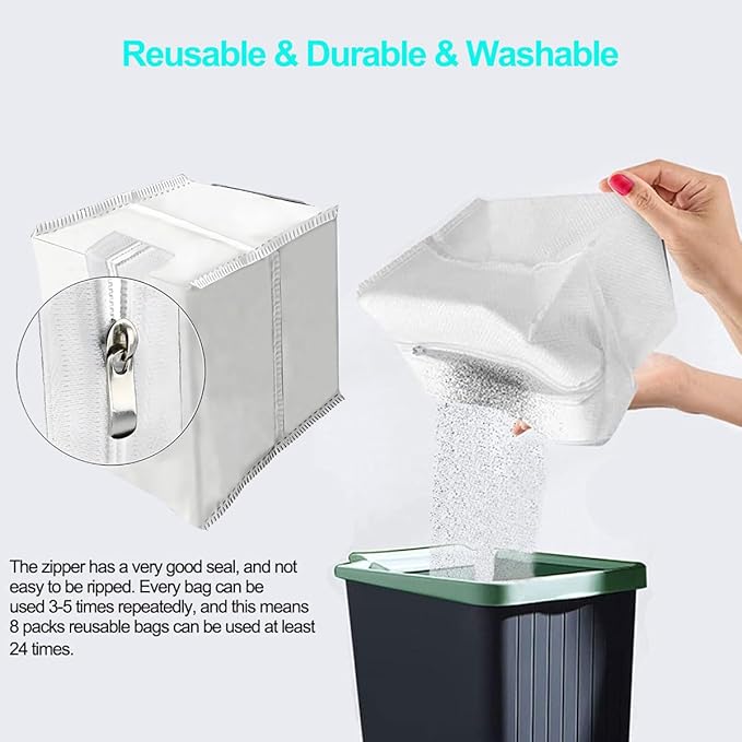 ApexOne 8 Pack Reusable Vacuum Bags for iRobot Roomba i7, i7+, i8, i8+, i3, i3+, i4, i4+, i5, i5+ i6, i6+, j5, j5+, j6, j6+, j7, j7+, j8, j8+, s9, s9+, j9, j9+ Auto-empty Dirt Disposal Cleaners