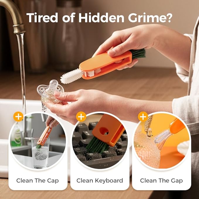 Upgrade 3 in 1 Cup Lid Cleaning Brush Set, 2025 New 12PCS Multifunctional Bottle Crevice Portable Cup Lid Cleaning Brushes, Crevice Cleaning Brush, Home Kitchen Crevice Brush Tools (4)