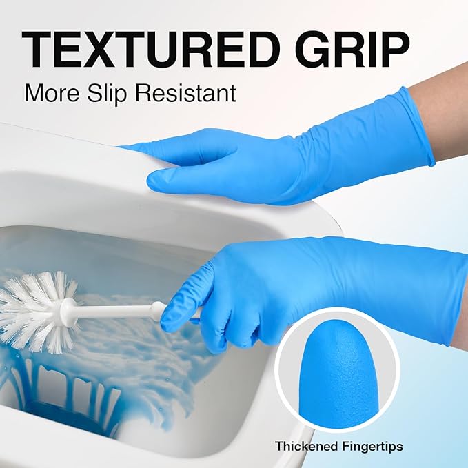 Schneider Nitrile Exam Gloves, Extended 12 Inches Cuff, Large, 4 mil, 1000-ct Box, Gloves Disposable Latex Free, Powder Free for Medical, Food Prep, Cleaning, Cooking, Blue