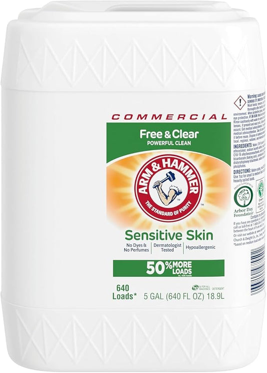 Arm & Hammer HE Compatible Liquid Detergent, Unscented, 5 gal Jug