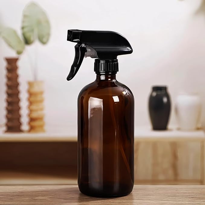 2 PCS Plastic Spray Bottles Set, 10oz/300ml Brown Refillable Container Empty Spray Bottle with Adjustable Head Sprayer and Stream for Cleaning Hair, Pet, Products, Plants