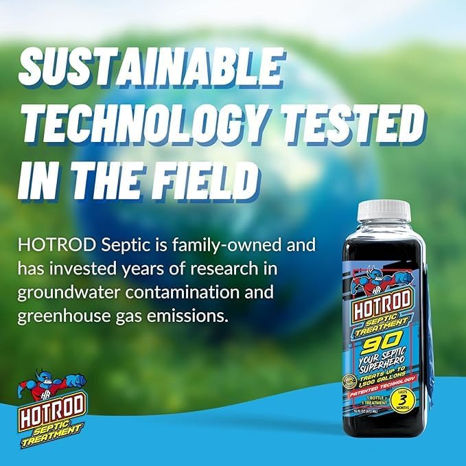 Hotrod Septic Tank Treatment - 12 Month Supply Extends Septic System Life and Prevents Costly Repairs - Industrial Grade - Easy to Use (12 Month, 4.00, Count)