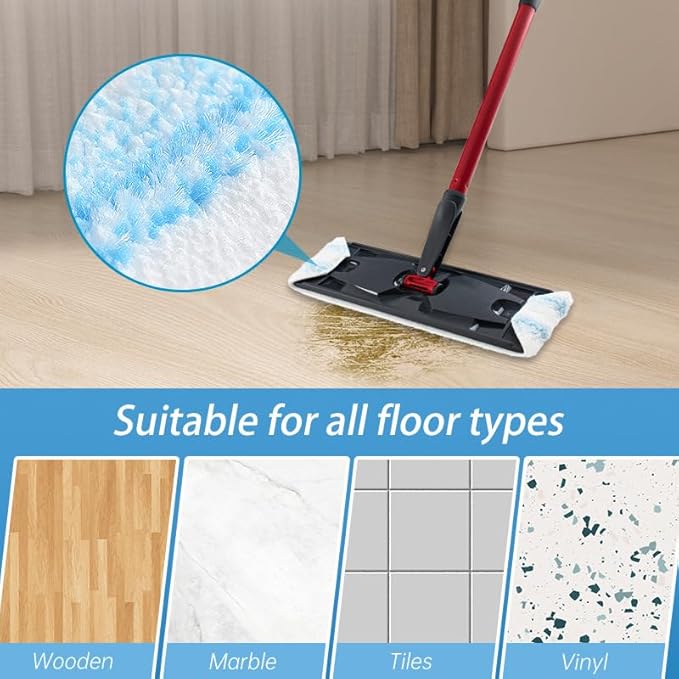 2 Pack Reusable Mop Pads Compatible with O-Cedar/Vileda H2prO System,Microfiber Pads Refills Machine Washable Up to 100 Times Wet Dry Use Suitable for All Floor Types (2 Pack)