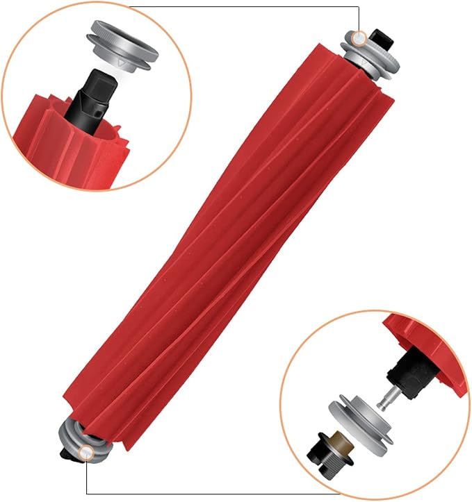2 Set Rubber Main Roller Brush Replacement Parts Compatible for Roborock Q7/Q7 Max/Q7 Max+/S7/S7 MaxV/S7 MaxV Plus/S7 MaxV Ultra Robot Vacuum Cleaner Accessory Multi-Surface Rubber Brush