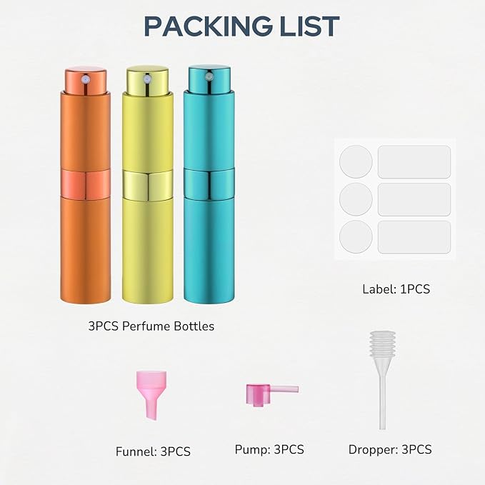 Perfume Atomizer Travel Bottle Refillable: Cologne Sprayer Portable for Men - Mini Spray Empty for Refill - 8ml Small Size Orange