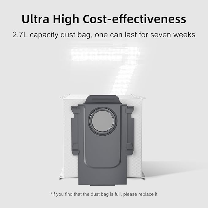 8 Pack Vacuum Dust Bags Replacement Compatible with Roborock S8+, S8 Pro Ultra, Q7 Max+/Max, Q5 Max+, Q8 Max+, S7 Pro Ultra, Q5, Q5+, Q5 Pro+, Q7, Q7+, S7 Max Ultra Vacuum Accessories