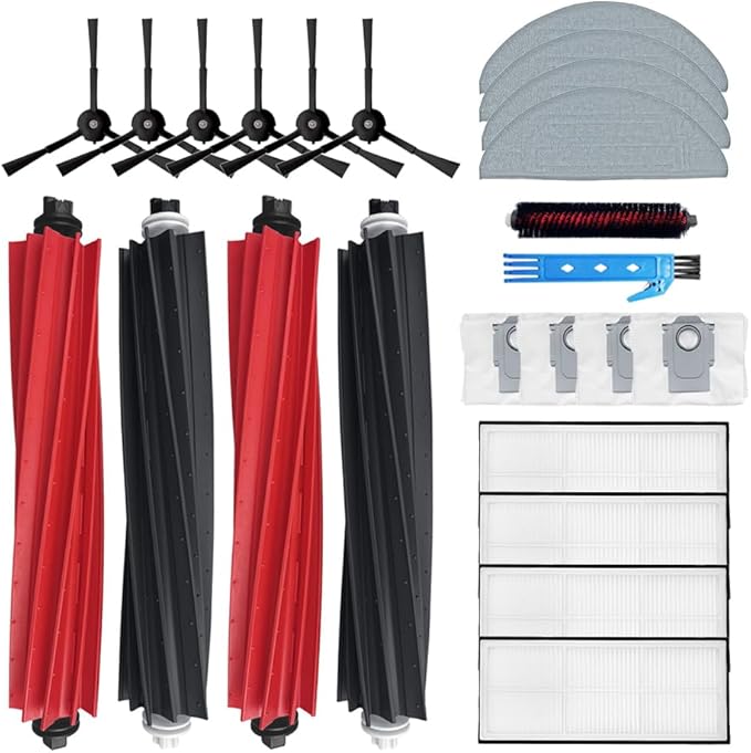 Theresa Hay Accessories for Roborock S8 Pro Ultra Robot Vacuum Cleaner Replacement Parts 22 Packs 2 Sets of Main Brushes & 4 Filters & 6 Side Brushes & 4 Mop Cloths & 4 Dust Bags