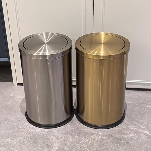 4.8GAL Tall Stainless Steel Trash Can,Bathroom Trash can with lid, Silver Trash Can with Flipping Lid, Garbage cans for Kitchen，Living Room,Dental Office，Hotel,Guest Room(4.7gal-Silver)
