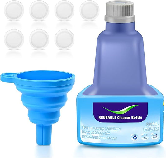 Ndoge Replacement Bottle for Swiffer Wet Jet Mop, Refillable, 500 ML Leak-Proof HDPE Refillable Bottle, 17 FL OZ Solution Bottles with 7 Sealing Pads and 1 Folding Funnel