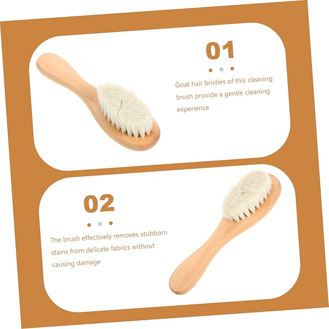 Soft Stain Brush for Delicate Fabrics Natural Goat Hair Cleaning Brush for Removal of Stubborn Stains Clothes Knits Cotton and Linen Reusable and Gentle Scrub