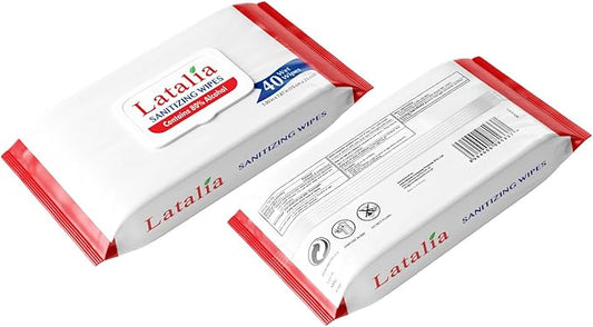 Latalia Hand Wipes | 80% Alcohol Hand Sanitizer Wipes for Hands & Face Moisturizing, Gentle, Convenient and Fragrance Free (40 Counts)