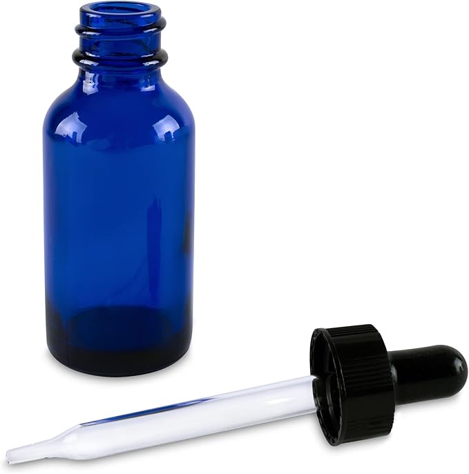 Super Z Outlet 1oz Glass Bottles with Glass Eye Dropper Dispenser for Essential Oils, Kitchen Tools, Chemistry Lab Chemicals, Colognes & Perfumes (6 Pack) (Cobalt Blue) (Blue)