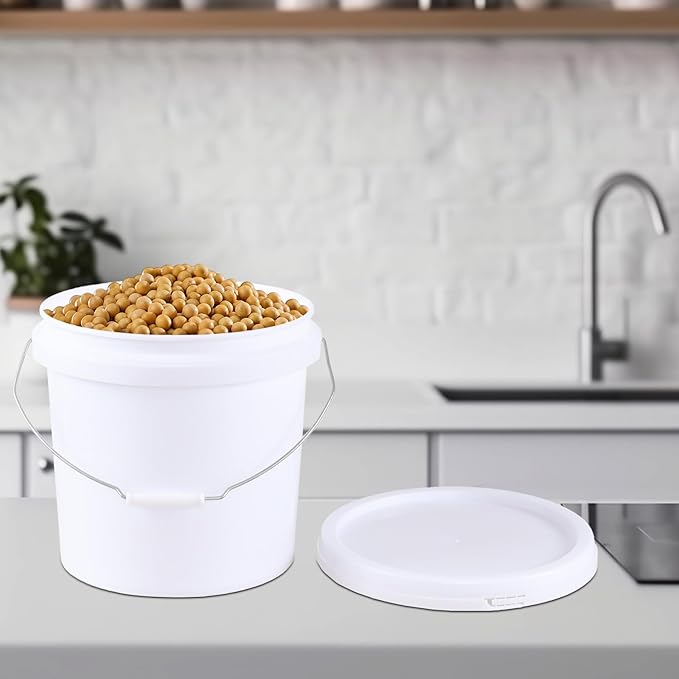 Farmoon 6 Packs 4 Gallon Food Grade Sealable Bucket, White Round Storage Bucket with Lid