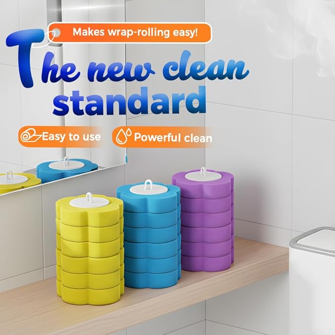 Disposable Toilet Cleaning System: Toilet Brush & Holder Kit with 18PCS Pre-Soaked Cleaner Wall-Mount Scrubbing Toilet Brush Bathroom Cleaning Kit (36-Pack Marine Brush Head)