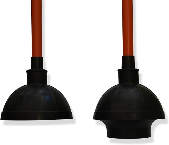 Heavy-Duty Toilet Plunger | Sink, Drain, & Toilet Clog Remover with a High-Grade Suction Cup | Bathroom Plunger for Commercial & Industrial Use | Flange Plunger for Toilet, Red Handle