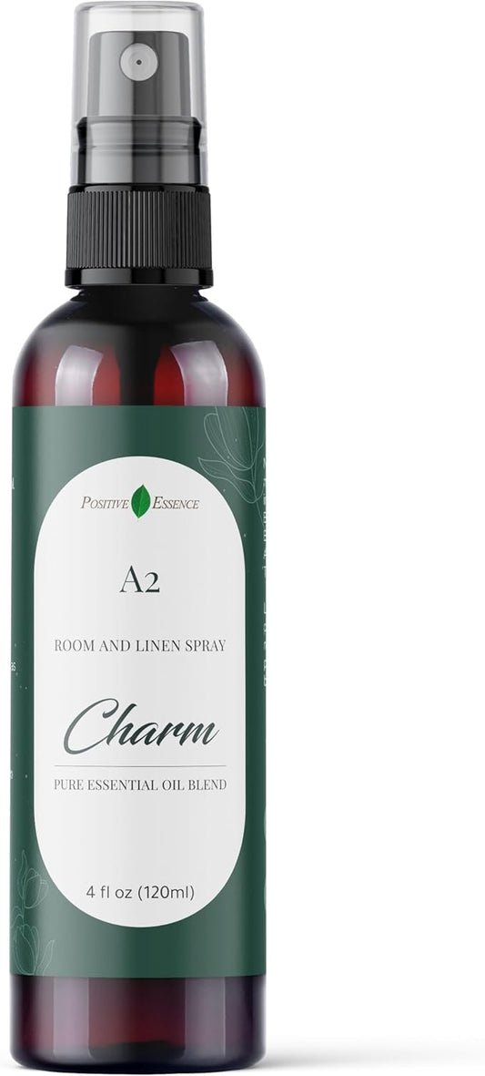 Natural Room & Linen Spray, A2 Charm, Made with Essential Oils & Natural Vegan Ingredients - Freshen Your Space with the Bright Long Lasting Aroma - Non-Toxic and Eco-Friendly, Essential Oil Blend