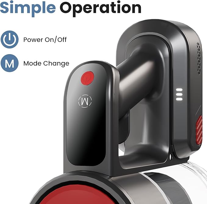 DUMOS Cordless Vacuum Cleaner, Lightweight Stick Vacuum Cleaners for Home, Powerful Suction & LED Lights Rechargeable Battery for Carpets, Pet Hair, Hardwood Floors