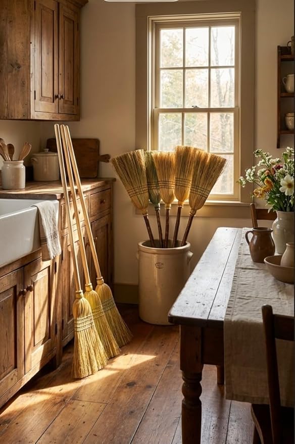 The Homestead Farmhouse Broom - Handmade in The Arkansas Delta This All Natural Broomcorn Broom is Well Suited for Your Farmhouse, Lobby or barn. Can be Used Both Indoors and Outside.