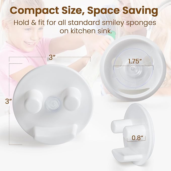 Sponge Holder, Sink Caddy w/Suction Cup Installation, Sponge Organizer for Kitchen/Bathroom Sink, Self Draining, Dishwasher Safe for Holding Sponges(Sponges Not Included), White(1-Pack)