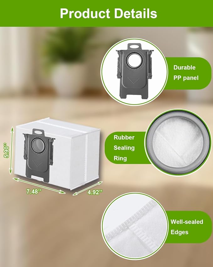 ApexOne 18 Pack Q10 Q7 Q5 Dust Bags for Roborock Q7 M5+, Q10 S5+/Q10 X5+, S8+, S8 Pro Ultra, Q7 Max+/Max, Q5 Max+, Q8 Max+, S7 Pro Ultra, Q5, Q5+, Q7, S7 MaxV Ultra Robot Vacumm Cleaner, 3L Capacity