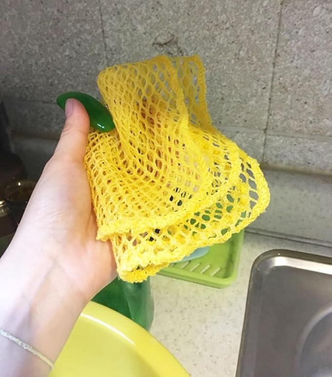 Dish Washing Net Scrubber 5pcs/ Innovative Mesh Cloth, Quick Dry - No More Sponges with Smell / 11.5 by 11.5 inches/Advanced Raw Material-Polypropylene 100% (Pink 5)