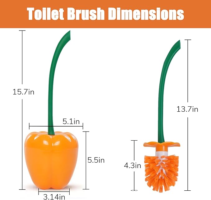 Dora Bridal Toilet Brush, Toilet Brush and Holder Set - Toilet Bowl Cleaners Brush and Holder - Reusable Toilet Bowl Brush with Long Handle Red Toilet Scrubber Brush, Safe for Non-Stick Surface