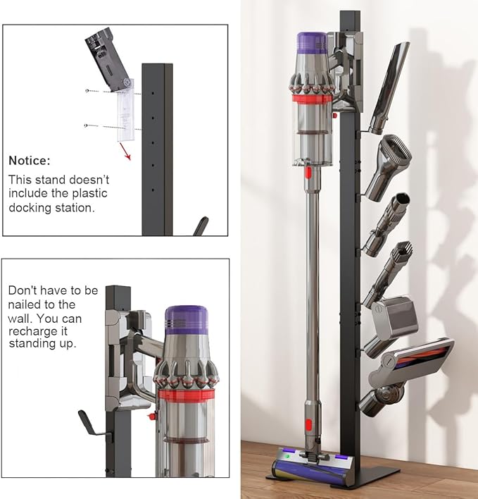 Foho Vacuum Stand Compatible for Dyson, Storage Stand Docking Station Holder Compatible With Dyson V15 V11 V10 V8 V7 V6 Cordless Vacuum Cleaners & Accessories