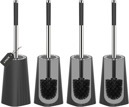 SetSail Toilet Brush, Compact Size Toilet Bowl Brush and Holder Toilet Brushes for Bathroom with Stainless Steel Handle Toilet Cleaner Brush with Durable Scrubbing Bristles, 4 Packs