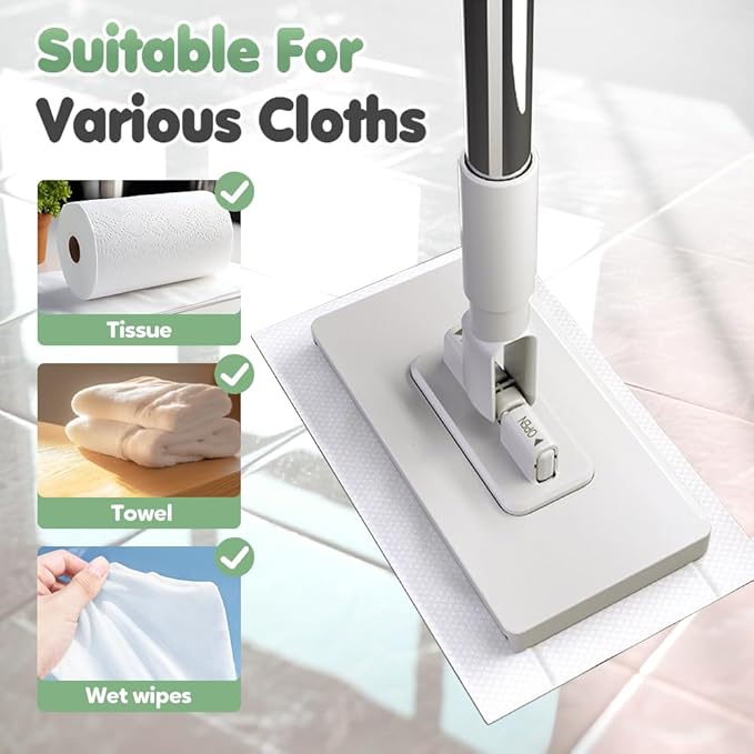 Convenient Cloth Changing Mini Mop, Disposable Dust Mop with 4 Reusable Cloths, 39in Long Handle No Wash Clip Mops with Locking Head, Retractable Gap Dust Cleaner for Multi Surface Cleaning, Wet & Dry