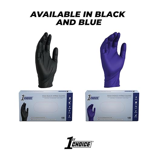 1st Choice 3 Mil Indigo Nitrile Exam Gloves Latex Free, Disposable Medical Grade, Food Prep, Tattoo, X-Large, Case of 1000