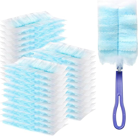 40 Count Duster Refills, Disposable Static Dust Removal Brush Replacement Head Compatible with Swiffer Duster Refills for Dusting Electronics Furniture Blinds Ceiling Fans, with 1 Short Handle (40)